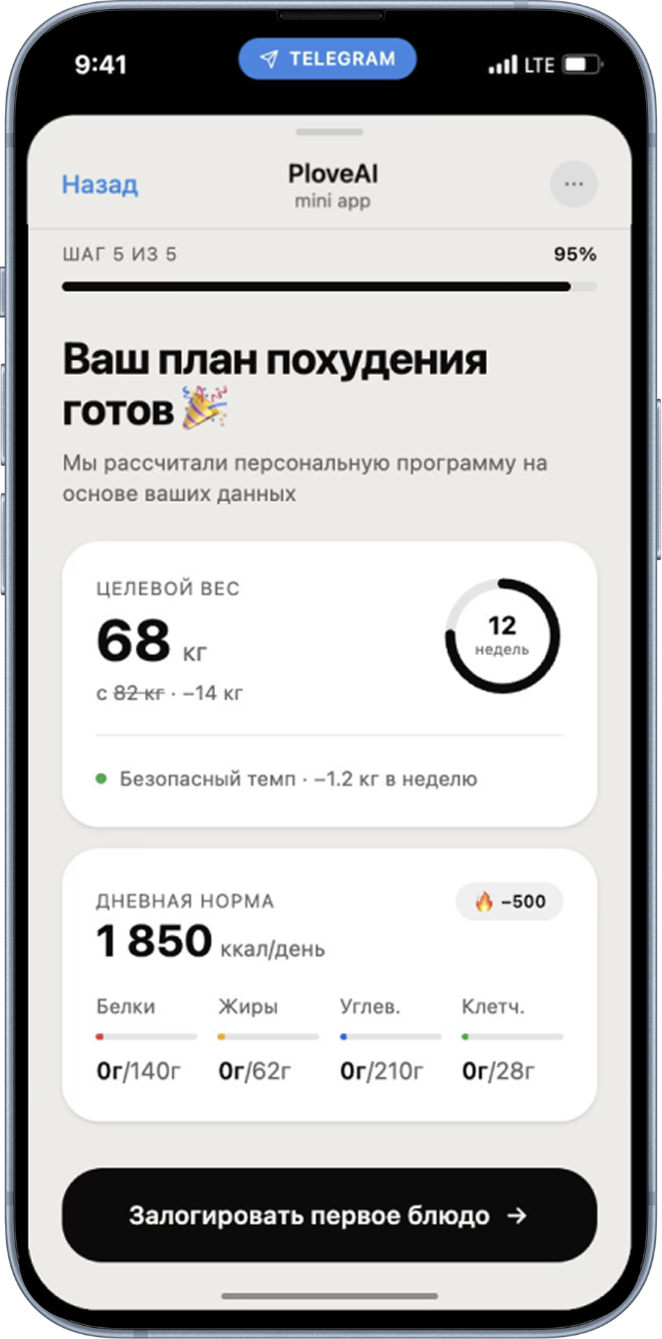 Шаг 1 — ваш план похудения